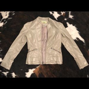 Faux Leather Jacket - Beige